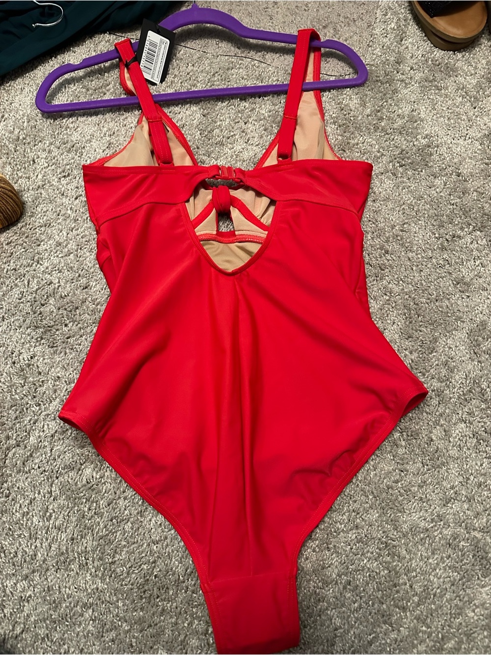 Pour Moi Red Tie-Front One-Piece Swimsuit - Picture 7 of 7